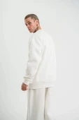 Uzun Kol Bisiklet Yaka Basic SweatShirt - Beyaz thumbnail 3