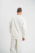 Uzun Kol Bisiklet Yaka Basic SweatShirt - Beyaz thumbnail 4