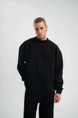 Uzun Kol Bisiklet Yaka Basic SweatShirt - Siyah thumbnail 2