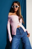 Madonna Yaka Düğmeli Bluz pembe thumbnail 3