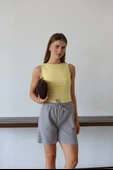 Müslin kumaş şort bağcıklı gri pt thumbnail 1