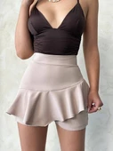 Vnlu fırfırlı şort bej s24683 thumbnail 5