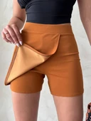 Kapaklı şort etek camel s208 thumbnail 1