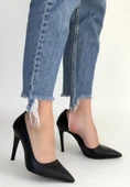 Pley Siyah Cilt Stiletto Ayakkabı thumbnail 2