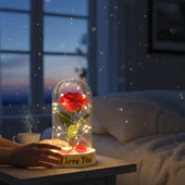 Gül Yapraklı Ledli Gül Fanus thumbnail 4
