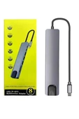 Macbook Pro/Air Uyumlu Usb Type-C 8 In 1 Hub Dönüştürücü Çevirici Çoklayıcı Usb Hdmı Micro Sd 8 Girişli thumbnail 4
