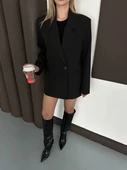 CEMO Kadın Oversize Blazer Ceket Elbise Siyah thumbnail 2