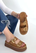 Coer Taba Süet Çift Tokalı Terlik thumbnail 1