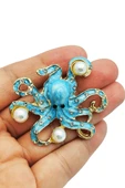 Ocean Blue Pearl Ahtapot Broş thumbnail 1