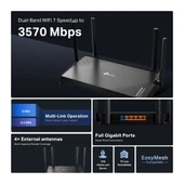 TP-Link Archer BE220 4 Port 3600 Mbps Dual Band Wİ-Fİ 7 Router thumbnail 6