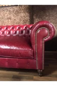 3A Mobilya Premium Red Hakiki Deri Chesterfield thumbnail 6