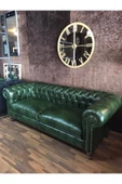 3A Mobilya Maya Yeşil Hakiki Deri Chesterfield thumbnail 4