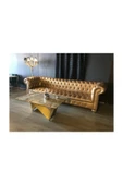 3A Mobilya A Mobilya Gold Leather Chesterfield thumbnail 2