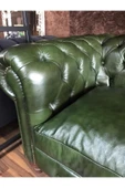 3A Mobilya Maya Yeşil Hakiki Deri Chesterfield thumbnail 1