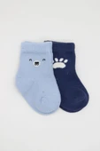 2'Li Bear Penye Soket Çorap 10116 Mavi thumbnail 2