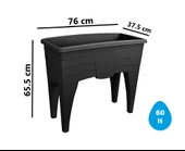 SO-AB02 Dekoratif Ayaklı Bahçe Yetiştirme Saksı 60 Lt No:2 Antrasit 3 Adet thumbnail 2