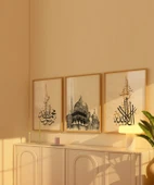 Cami Silüetli Hat Sanatı 3’lü Duvar Poster Seti thumbnail 6