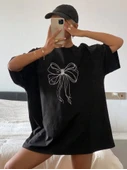 Baskılı Oversize T-shirt - Siyah thumbnail 4