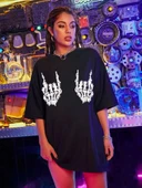 Baskılı Oversize T-shirt - Siyah thumbnail 3