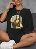 Baskılı Oversize T-shirt - Siyah thumbnail 1