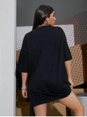 Baskılı Oversize T-shirt - Siyah thumbnail 2