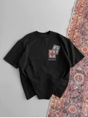 Erkek Baskılı Oversize T-shirt - Siyah thumbnail 3