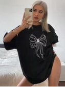 Baskılı Oversize T-shirt - Siyah thumbnail 2