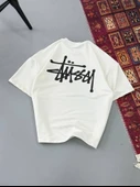 Erkek Baskılı Oversize T-shirt - Beyaz thumbnail 2