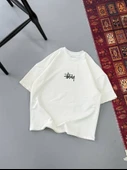 Erkek Baskılı Oversize T-shirt - Beyaz thumbnail 1