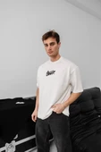 Erkek Baskılı Oversize T-shirt - Beyaz thumbnail 4