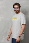 Unisex Basic Bisiklet Yaka Oversize T-Shirt - Gri thumbnail 2