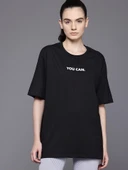 Baskılı Oversize T-shirt - Siyah thumbnail 3