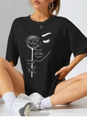 Baskılı Oversize T-shirt - Siyah thumbnail 1