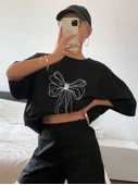 Baskılı Oversize T-shirt - Siyah thumbnail 1
