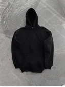 Kapşonlu Üç İplik Penye Basic SweatShirt - Siyah thumbnail 2