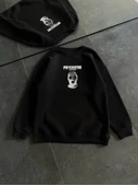 Kışlık Bisiklet Yaka Baskılı SweatShirt - Siyah thumbnail 2