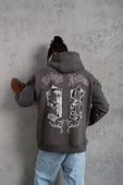 Erkek 98 Baskılı Kapşonlu Sweat - Gri thumbnail 1