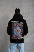 Erkek Kilim Desen Kapüşonlu - Siyah thumbnail 2