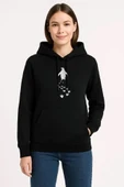 Nihilist Penguen Temalı Oversize Kapüşonlu Sweatshirt - Siyah thumbnail 1