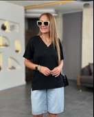 Kadın Kısa Kollu V Yaka Bluz thumbnail 1