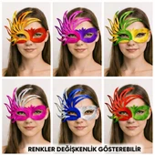 6 lı Çift Renkli Venedik Karton Parti Maskesi Seti thumbnail 1