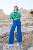 Arias Closet Kısa Kollu "Never Give Up" 3'lü Crop Eşofman Takımı thumbnail 2