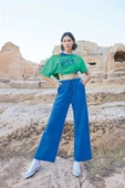 Arias Closet Kısa Kollu "Never Give Up" 3'lü Crop Eşofman Takımı thumbnail 5