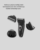 Şarjlı Kablosuz Tıraş Makinesi Çift Başlık Kuru Tıraş Ergonomik Taşınabilir thumbnail 5
