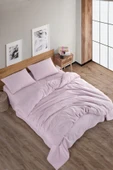 Karden Flower Solid Pamuklu Çift Kişilik Nevresim Seti - Pembe thumbnail 2