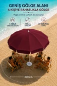 Bordo Plaj Şemsiyesi 200 cm çap /10 telli, Polyester Kumaş thumbnail 7