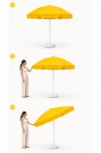Sarı Plaj Şemsiyesi 200 cm çap /10 telli, Polyester Kumaş thumbnail 6