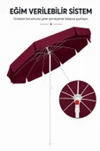 Bordo Plaj Şemsiyesi 200 cm çap /10 telli, Polyester Kumaş thumbnail 2