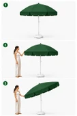 Yeşil Plaj Şemsiyesi 200 cm çap /10 telli, Polyester Kumaş thumbnail 6
