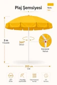 Sarı Plaj Şemsiyesi 200 cm çap /10 telli, Polyester Kumaş thumbnail 1